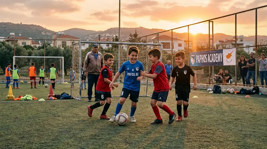 Children training on a football pitch